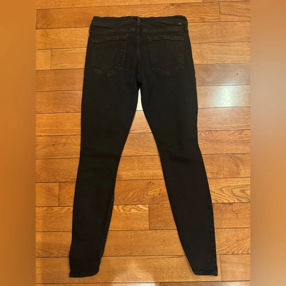 MOTHER The Looker Step Fray Black Skinny Jeans Size 28 High Rise Raw Hem